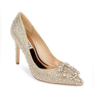 NIB Badgley Mischka Cher II Gold Rhinestone Embellished Pumps